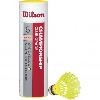 Badminton‑Shuttlecocks Wilson 78 Gr. – Gelb – 6‑Pack – Naturkork/Plexi – WRT6044YE78