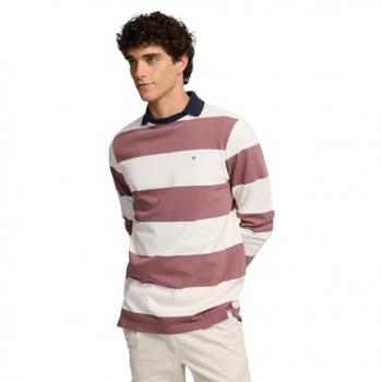 Camisa Casual Silbon: Polo Burdeos, Manga Larga, Estilo ancha