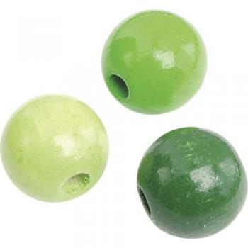 Perles en bois couleur verte 15mm