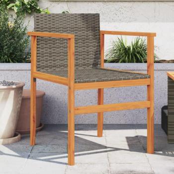 Vidaxl Gartenstuhl Set 2-teilig Grau Poly Rattan Massivholz
