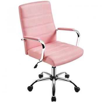 Chaise Ergonomique de Bureau Rose avec Dossier Rembourré