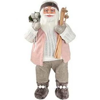 Weihnachtsmann mit Ski und Geschenkesack 80 cm