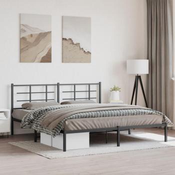 VidaXL Bett mit Kopfteil aus Metall Schwarz 183x213 cm