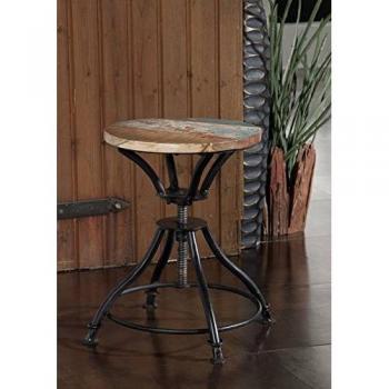 Tabouret Métallique Bois Récupéré 40x40 Laqué Multicolor