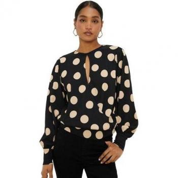 Top maculato a maniche lunghe con buco della serratura da signora Dorothy Perkins