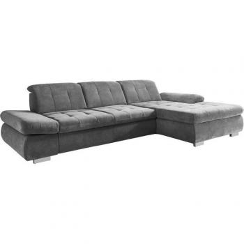 Ecksofa L‑Form “Die PlanBar” MP‑IN17004 – grau, Bettfunktion wahlweise