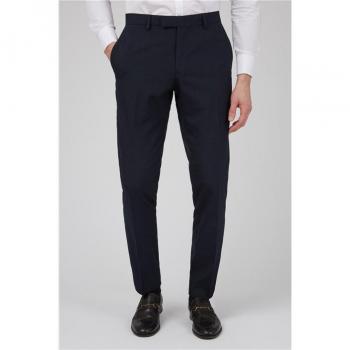 Navy Blue Tailored Fit Dress Trousers for Men