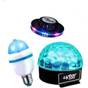 Pack 6 EFFETS Ampoule Mini DIAMS RVBA + OVNI LED + Jeu de lumière SIXMAGIC