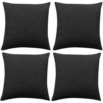Deconovo Invisible Zipper Faux Linen Cushion Covers – 4-Pack, Black