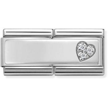 Nomination Classic Silver Engravable Heart Double Charm