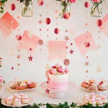 Decoración de Cumpleaños 4M – Guirnalda Circular Oro Rosa