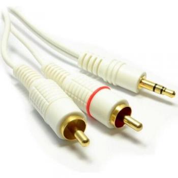 Stereo 3.5mm Jack to Two Phono Plugs Cable, White, 5m