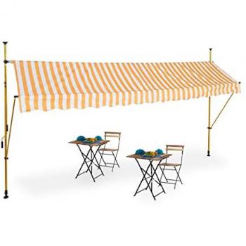 Tente Balcon Relaxdays Réglable 400x120 cm Blanc-Orange