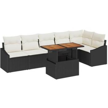 VidaXL Ensemble de salle à manger pour jardin 7 pcs Noir et Crème