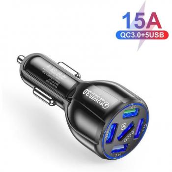 USLION Mini USB 5 Portas, 15A, Iluminación LED para Carros