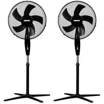 Twin Pack of 16 Black Electric Pedestal Fans
