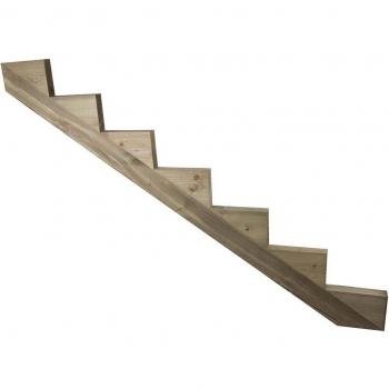 Escalier extérieur Limon 7 marches en pin traité, pré‑entaillé