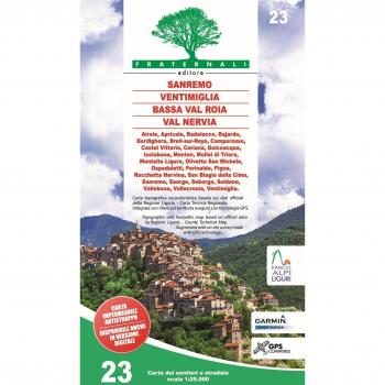 Carta n. 23. Sanremo, Ventimiglia, Bassa Val Roia, Val Nervia. Carta dei sentieri e stradale scala 1:25.000