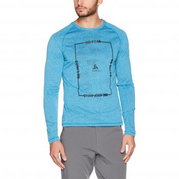 Odlo Mann T-Shirt l/s Aion – Mykonos Blau Mélange mit Zug-Design FW17, L