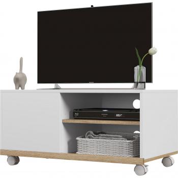 Meuble TV à Roulettes avec Compartiments de Rangement