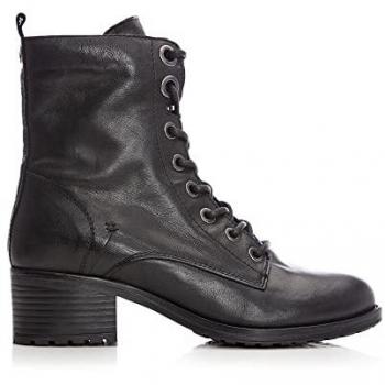 Moda in Pelle Damen Leder-Stiefeletten mit Schnürung