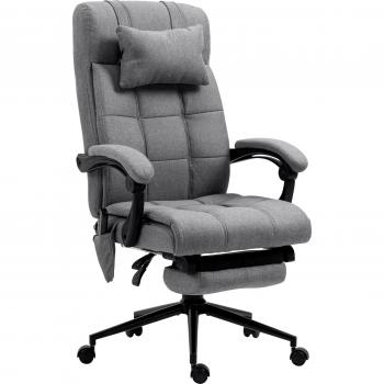 Sedia Comfort Office 66x76x112-120 cm, colore grigio, poggiapiedi inclusi
