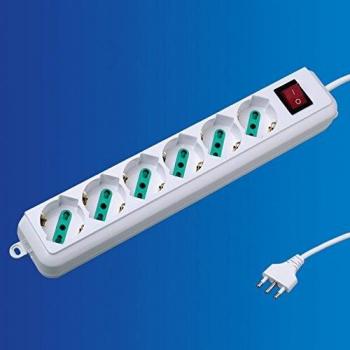 Presa multipla estendibile con 6 Schuko e 6 prese italiane 10/16A universali