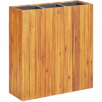 Giardino Letto Rialzato in Legno d'Acacia con 3 Vasi