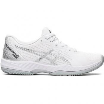 Asics Solution Swift FF Damen Padel-Tennisschuhe Weiß/Pure Silver Größe 41.5 (2023 Modell)