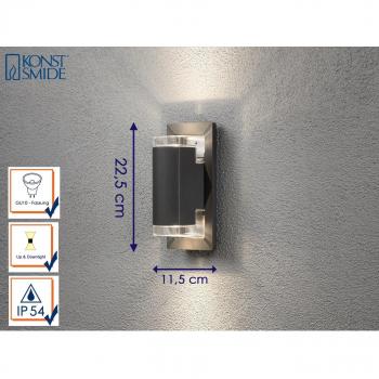 Konstsmide Potenza 7987-370 AuÃenwandleuchte LED, Energiesparlampe GU10 12 W Anthrazit