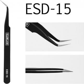 Pinzas antiestáticas de acero inoxidable ESD ST GL 6A-SA, herramienta de precisión para pestañas