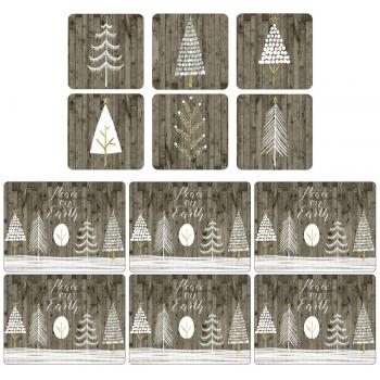 Yuletide Timber Set: Pimpernel White Wooden Placemats & Coasters (6 Units)