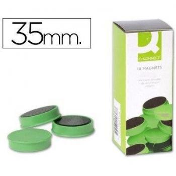 Q‑Connect 35 mm Green Sujecion Magnets – 10 Unit Bundle