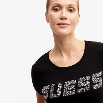 T-Shirt Guess Kiara Donna Nero con Strass