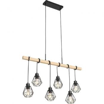 Lampada a sospensione in legno nero 6 luci