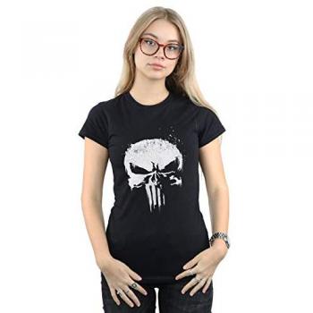 Black Marvel Punisher TV Skull Logo Cotton T‑Shirt