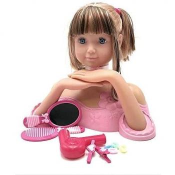 Busto de niña con set de peluquería