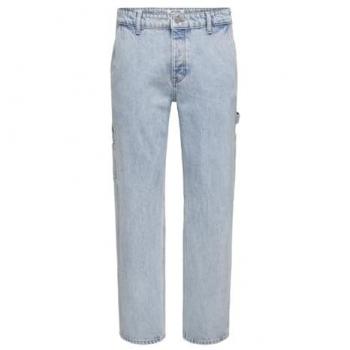 ONLY & SONS Hellblaue Jeans Gerader Schnitt, Kante, 90er‑Jahre‑Waschung W76 L81 cm – Male