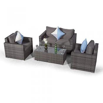 Grey Giardino Sydney Rattan Sofa Set for 4 with Coffee Table