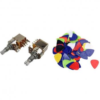 100 Acoustic Electric Guitar Plectrons & 2 A500K 18MM Control Potentiometers
