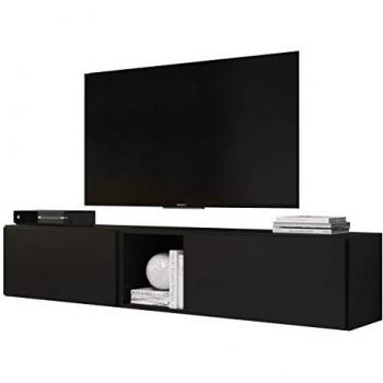 Mueble TV Charlotte C115 – Negro, Dimensiones 188x38x39 cm