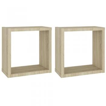 Étagères cube murales en chêne sonoma 2 pcs 30x15x30 cm
