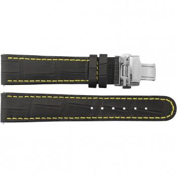 Compatibile orologio cinturino in pelle nera di alta qualità con chiusura a scatto rapido, 20 mm