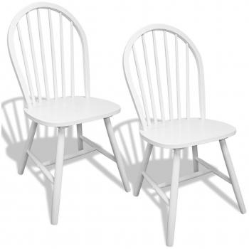 VidaXL White Solid Rubber Wood Dining Chairs (Set of 2)