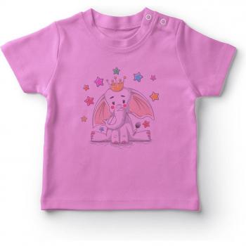 Camiseta de Elefante Rosa para Bebé Niña con Estrellas
