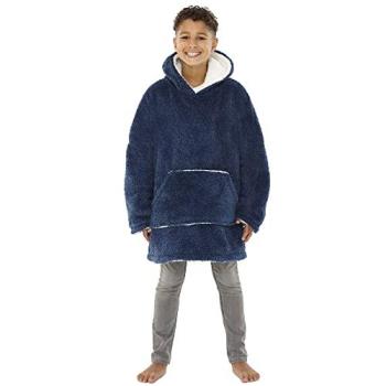 Shaggy Navy Fleece Wearable Throw