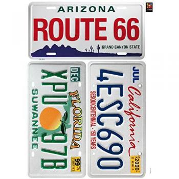 Plaque 3D Road 66 pour Voiture, Sticker Californie Arizona 48x68 cm