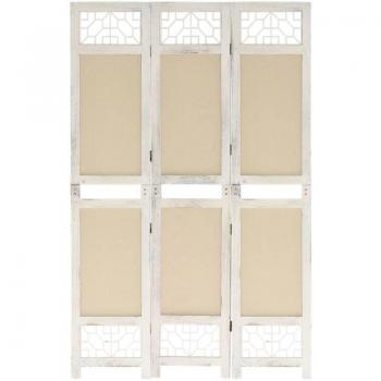 Biombo Decorativo 3 Paneles MDF y Tela