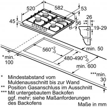 Table de cuisson au gaz 4 plaques Siemens iQ500 EC6A5HB90D