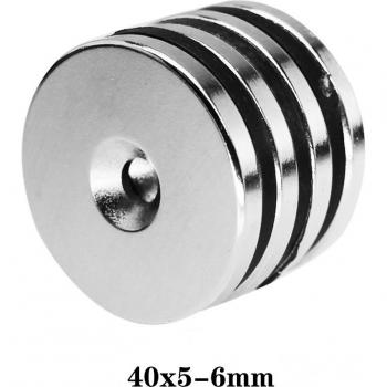 40x5-6 mm Round Countersunk Magnets with Hole